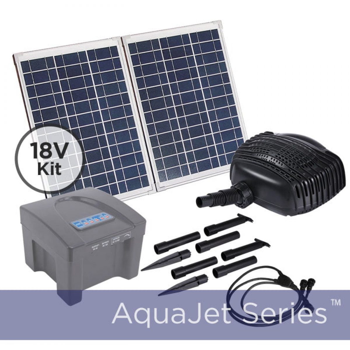 Battery Backup & LED Lights Solar Powered Water Garden Pond Feature Pump 79GPH 