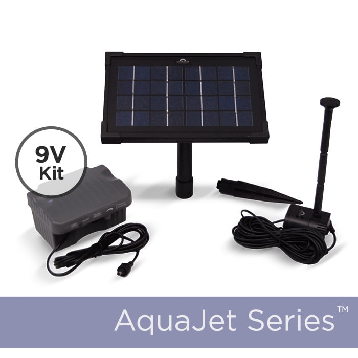 Solar Water Fountain Pump with Battery Backup 9V AquaJet Pro Kit